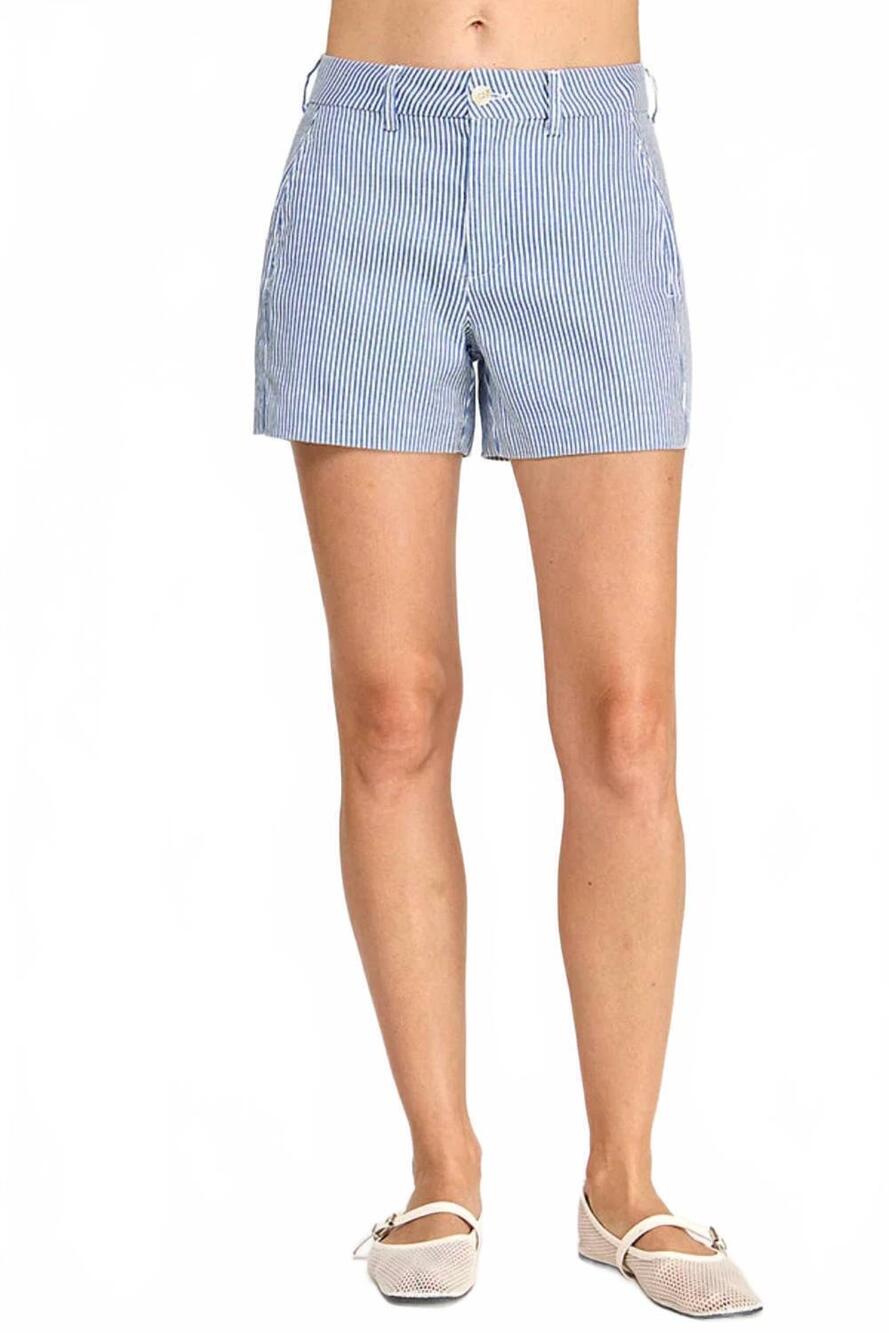 NEW LEVEL99 evie side welt shorts in french blue